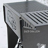 Мангал розбірний високий на 14 шампурів із підставкою для дров та індивідуальним гравіюванням — Виноград, фото 5