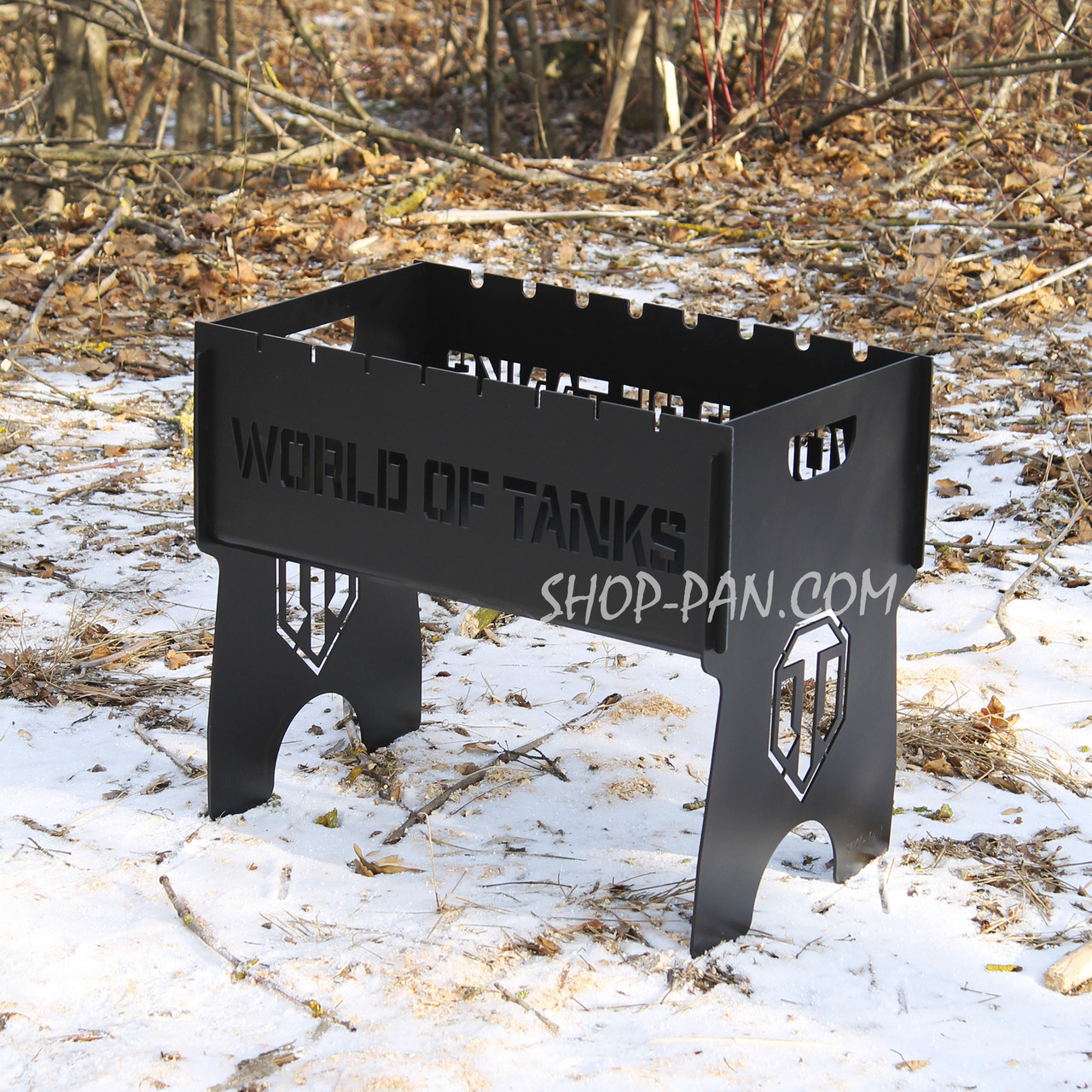 Мангал розбірний фарбований на 8 шампурів з індивідуальним гравіюванням — World of Tanks, фото 1