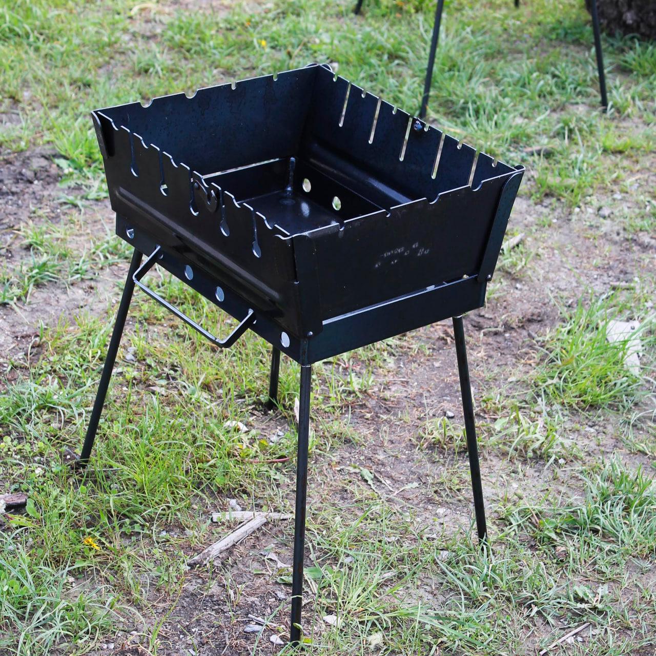 Мангал-валіза 3 мм на 6 шампурів, розкладна жаровня-гриль, фото 1