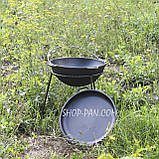 Казан татарський чавунний 10 л із кришкою-сковородою та триногою, фото 6
