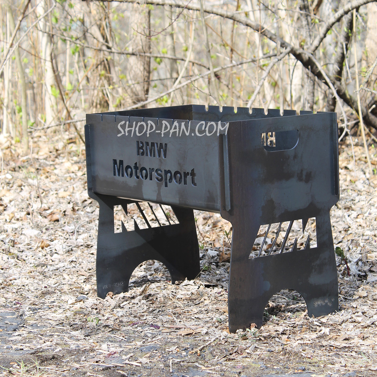 Мангал розбірний на 8 шампурів з індивідуальним гравіюванням - BMW, фото 1