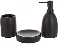 Набор аксессуаров Bright для ванной комнаты "Черный Матовый" 3 предмета, керамика