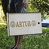 Мангал розбірний на 6 шампурів - руський воєнний корабель з індивідуальним надписом - подарунковий, фото 8