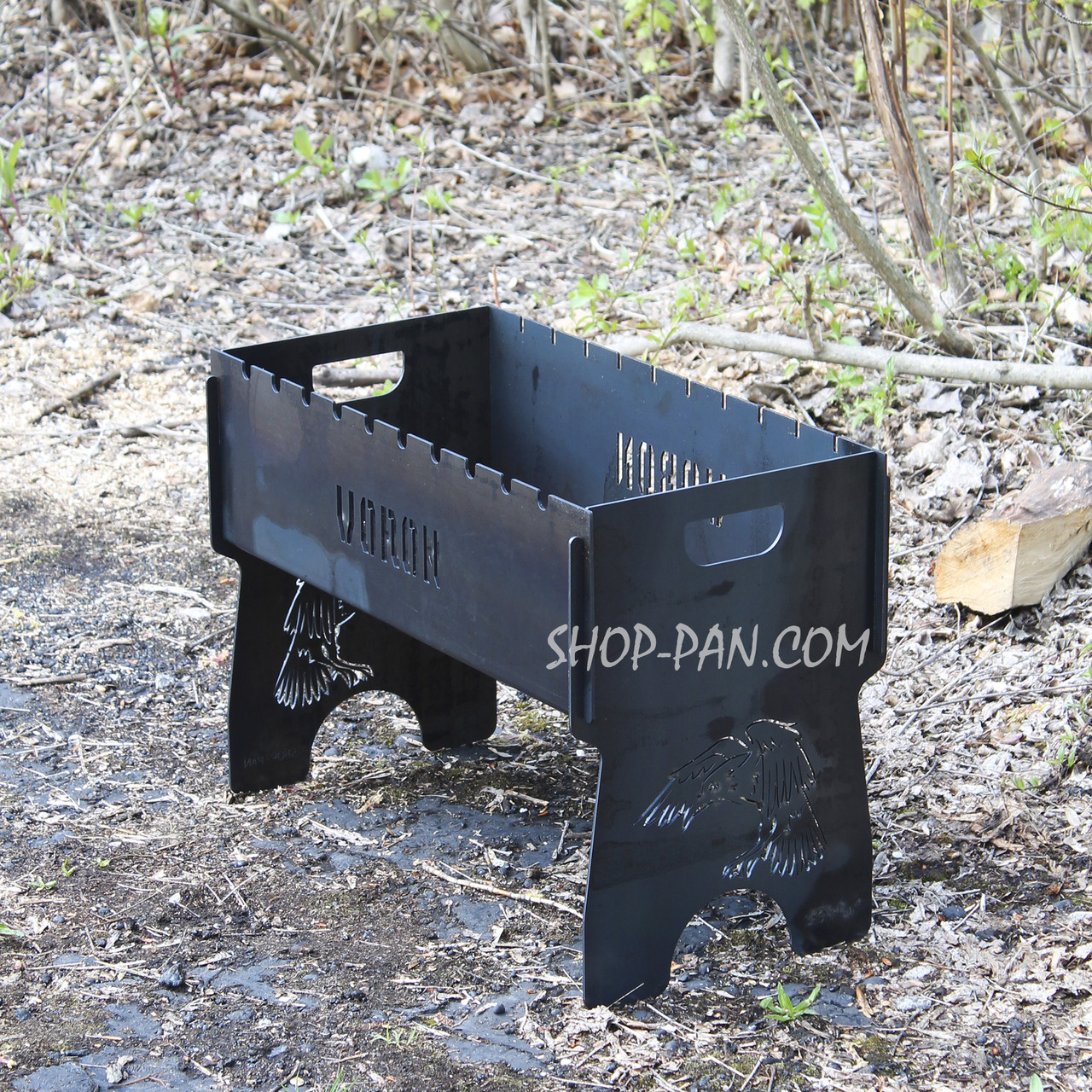 Мангал розбірний з індивідуальним надписом на 10 шампурів - Voron, фото 1