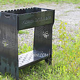 Мангал розбірний високий на 12 шампурів із підставкою для дров та індивідуальним гравіюванням — Соти, фото 2