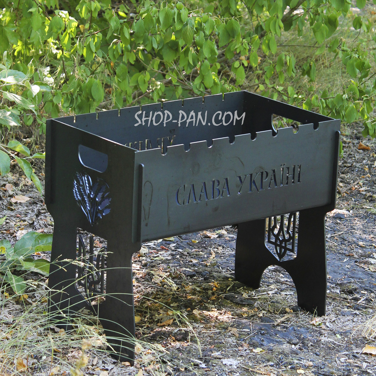 Мангал розбірний на 8 шампурів з індивідуальним гравіюванням - Слава Україні, фото 1
