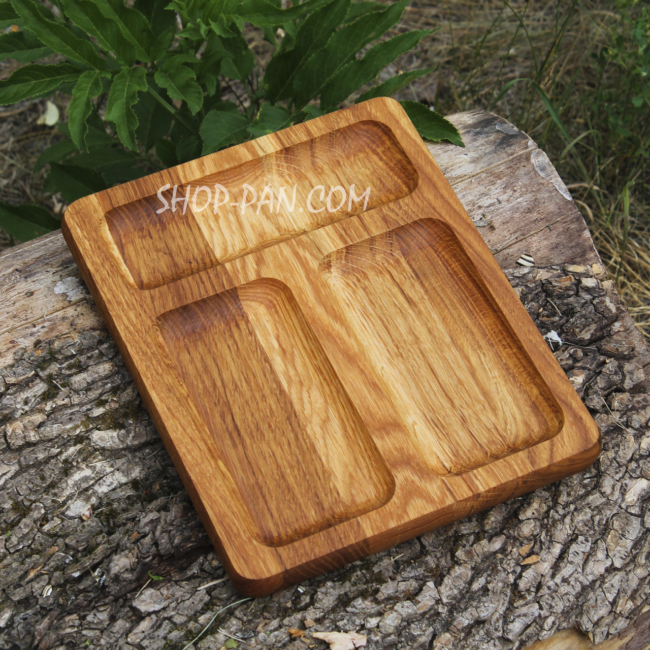 Менажниця дерев'яна 20x25 см, прямокутна, на 3 секції, двостороння, 1, фото 1