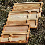 Менажниця дерев'яна 20x25 см, прямокутна, на 3 секції, двостороння, 2, фото 3