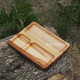 Менажниця дерев'яна 20x25 см, прямокутна, на 3 секції, двостороння, 2, фото 4