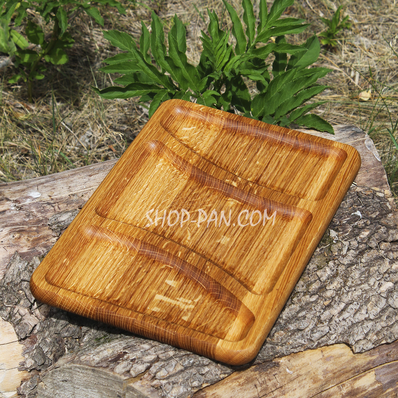 Менажниця дерев'яна 25x35 см, прямокутна, на 3 секції, двостороння, фото 1