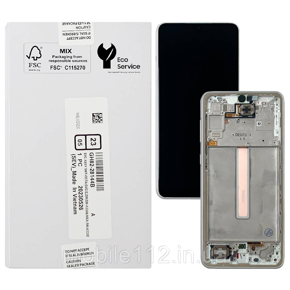 Екран (дисплей) Samsung Galaxy A33 5G A336B з тачскріном оригінальний 100% з сріблястою рамкою