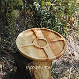 Менажниця дерев'яна 35 см, кругла, на 5 секцій, двостороння, фото 2