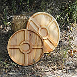 Менажниця дерев'яна 35 см, кругла, на 5 секцій, двостороння, фото 4