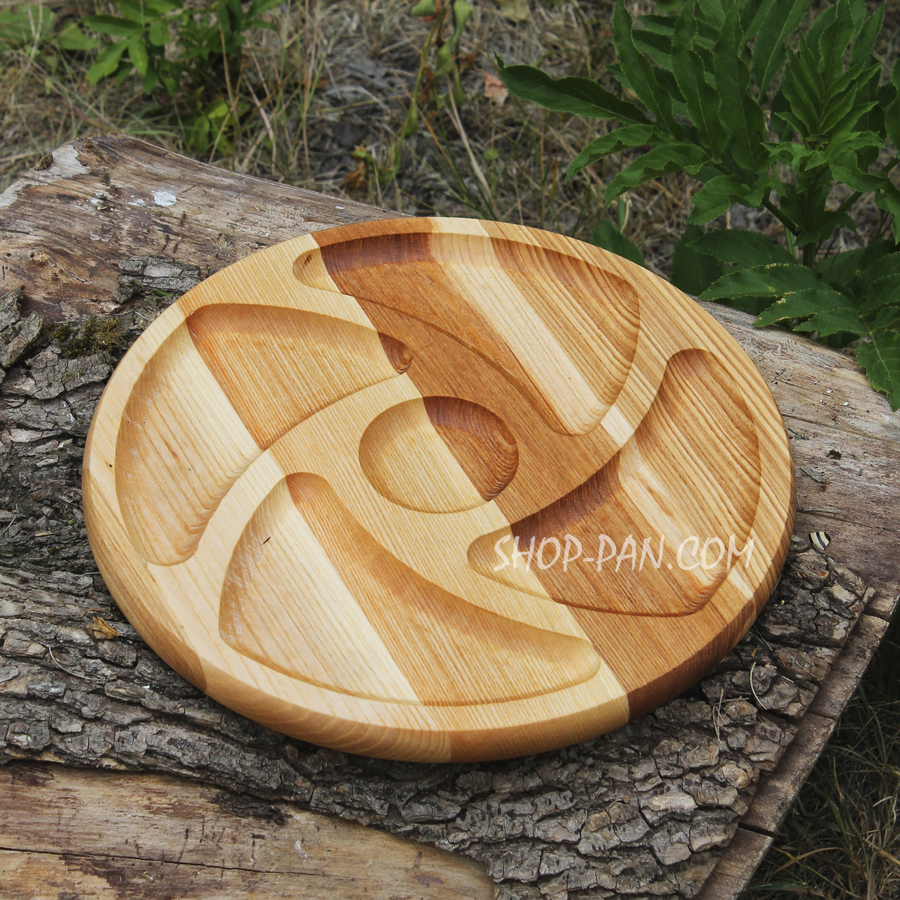 Менажниця дерев'яна 35 см, кругла, на 5 секцій, двостороння, 1, фото 1