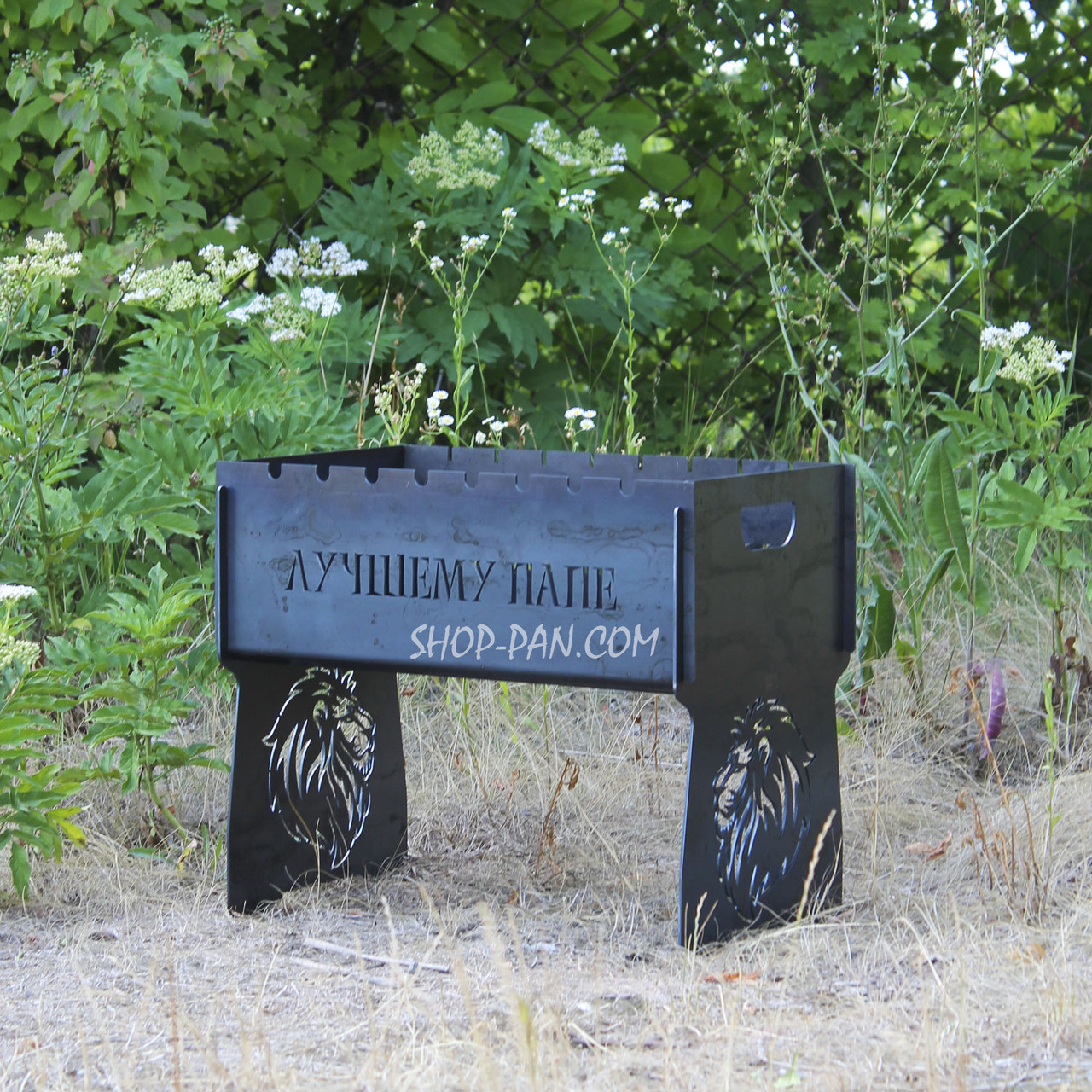 Мангал розбірний на 8 шампурів з індивідуальним гравіюванням - Лучшему папе, фото 1