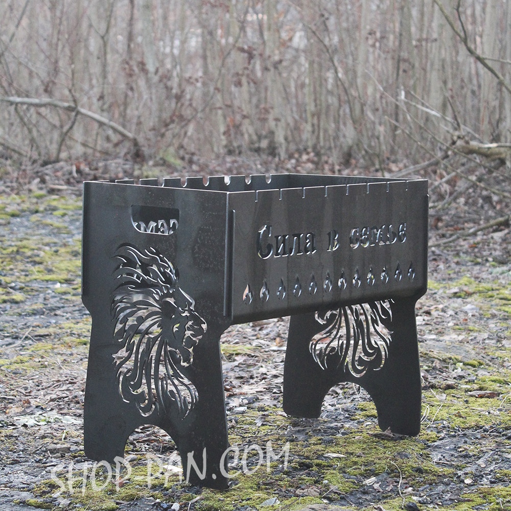 Мангал на 8 шт розбірний Сила в семье з індивідуальним гравіюванням - на подарунок, фото 1