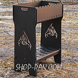 Мангал розбірний високий на 10 шампурів із підставкою для дров та індивідуальним гравіюванням, фото 3