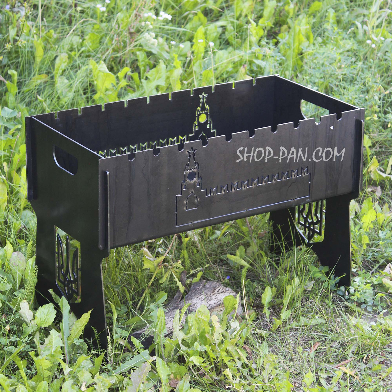 Мангал розбірний з індивідуальним надписом на 10 шампурів - кремль горить, фото 1