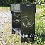 Мангал розбірний високий на 12 шампурів із підставкою для дров та індивідуальним гравіюванням, фото 2