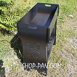 Мангал розбірний високий на 12 шампурів із підставкою для дров та індивідуальним гравіюванням, фото 4