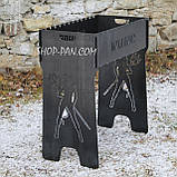 Мангал розбірний високий на 12 шампурів із підставкою для дров та індивідуальним гравіюванням, фото 10