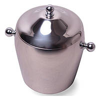 Відро для льоду Kamille 1200 мл із неіржавкої сталі з подвійними стінками та кришкою ТРЕНД!