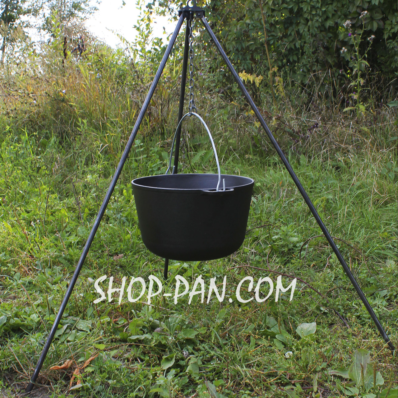 Казан чавунний Похідний 10 л із триногою на розбірних ніжка, фото 1