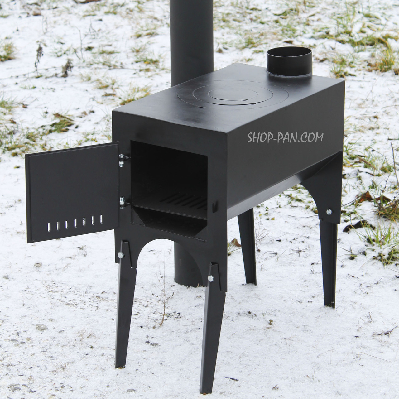 Піч-буржуйка 3 мм Дарума з варильною поверхнею на ніжках, фото 1