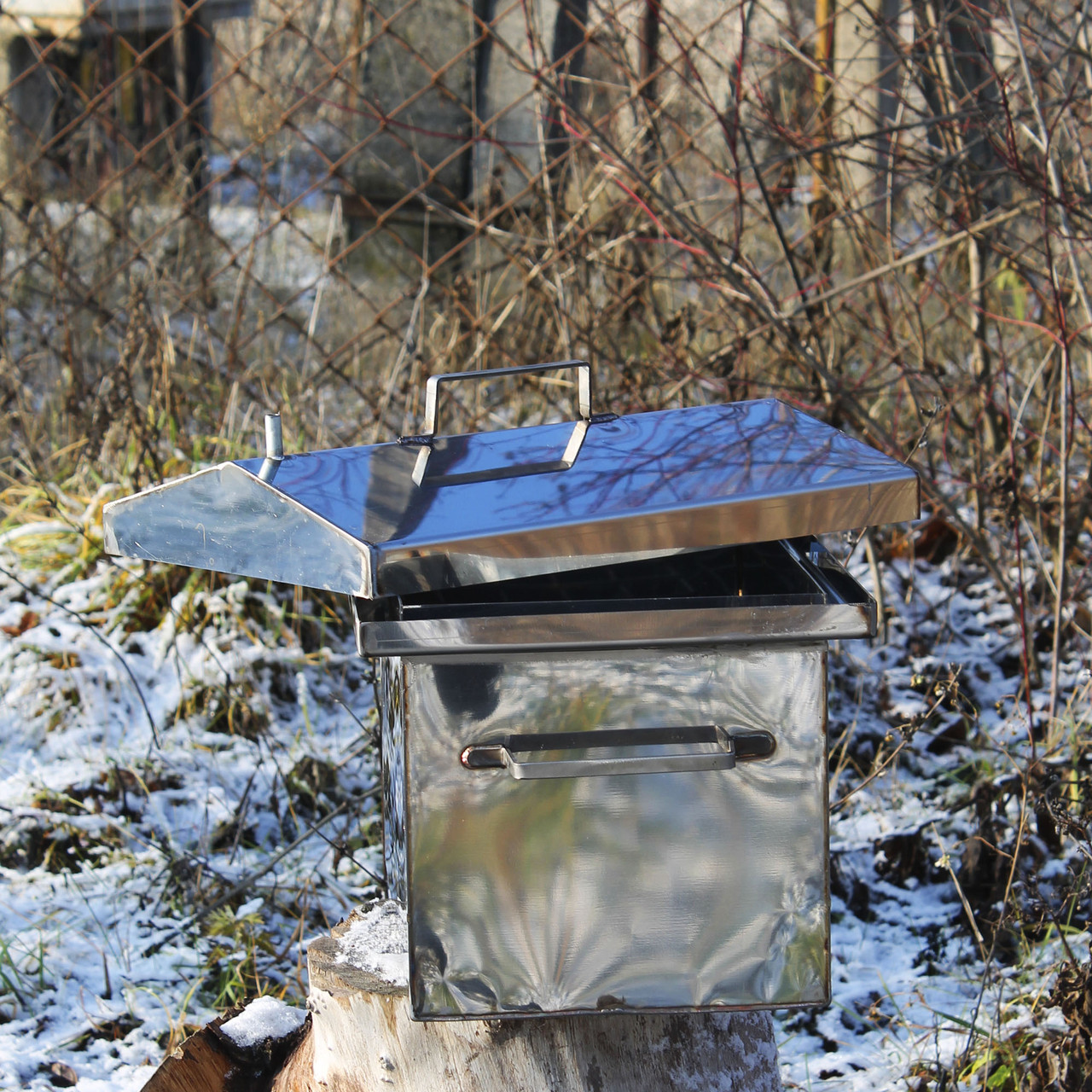 Коптильня гарячого копчення з неіржавкої сталі 305х450х280 1.5 мм, фото 1