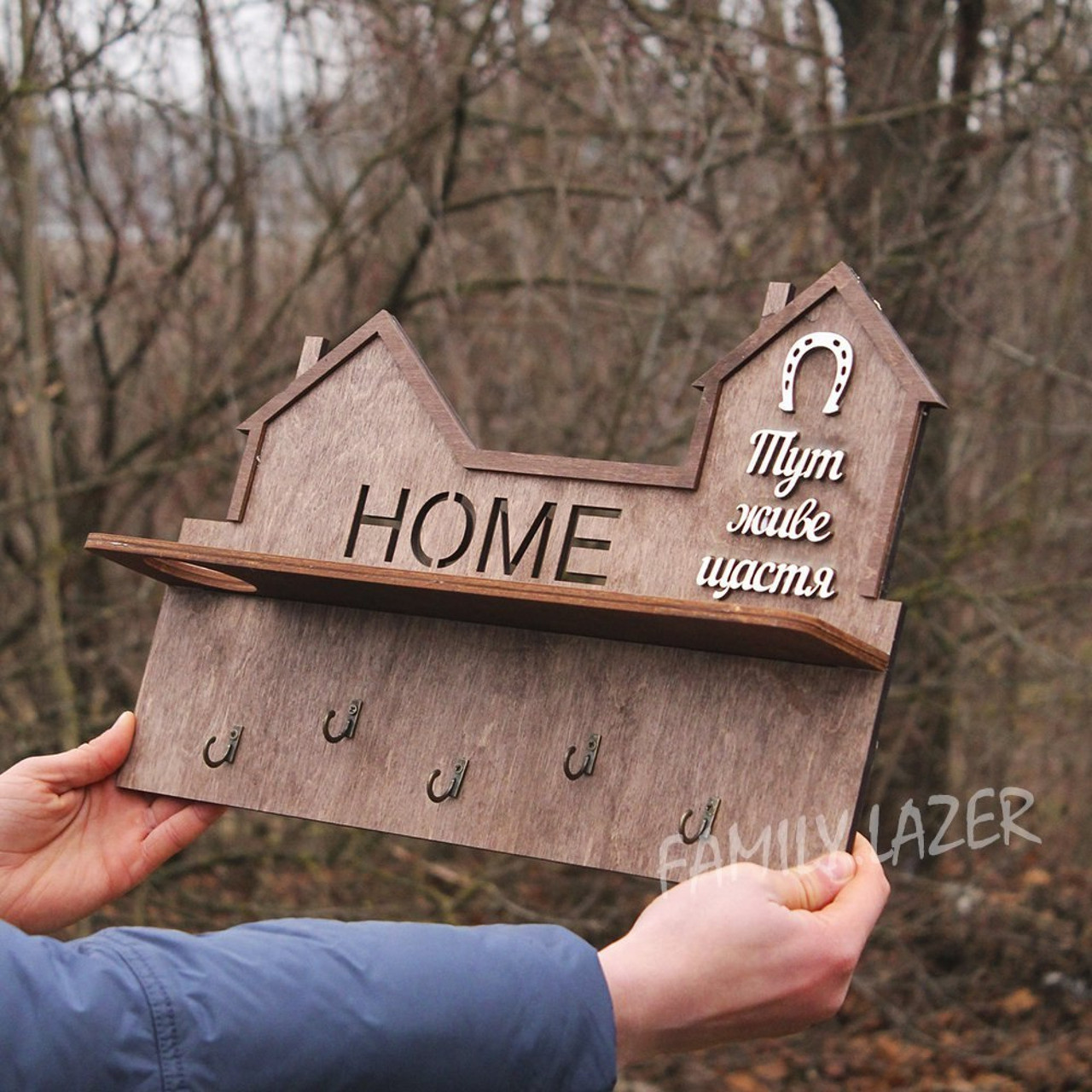 Ключниця настінна, Настінна ключниця з дерева, Ключниця 19, фото 1