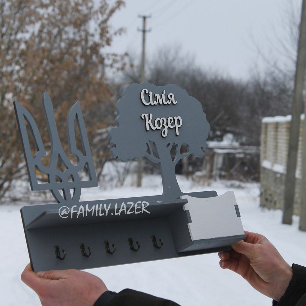 Настінна ключниця з дерева, Ключниця настінна, Ключниця 24, фото 1