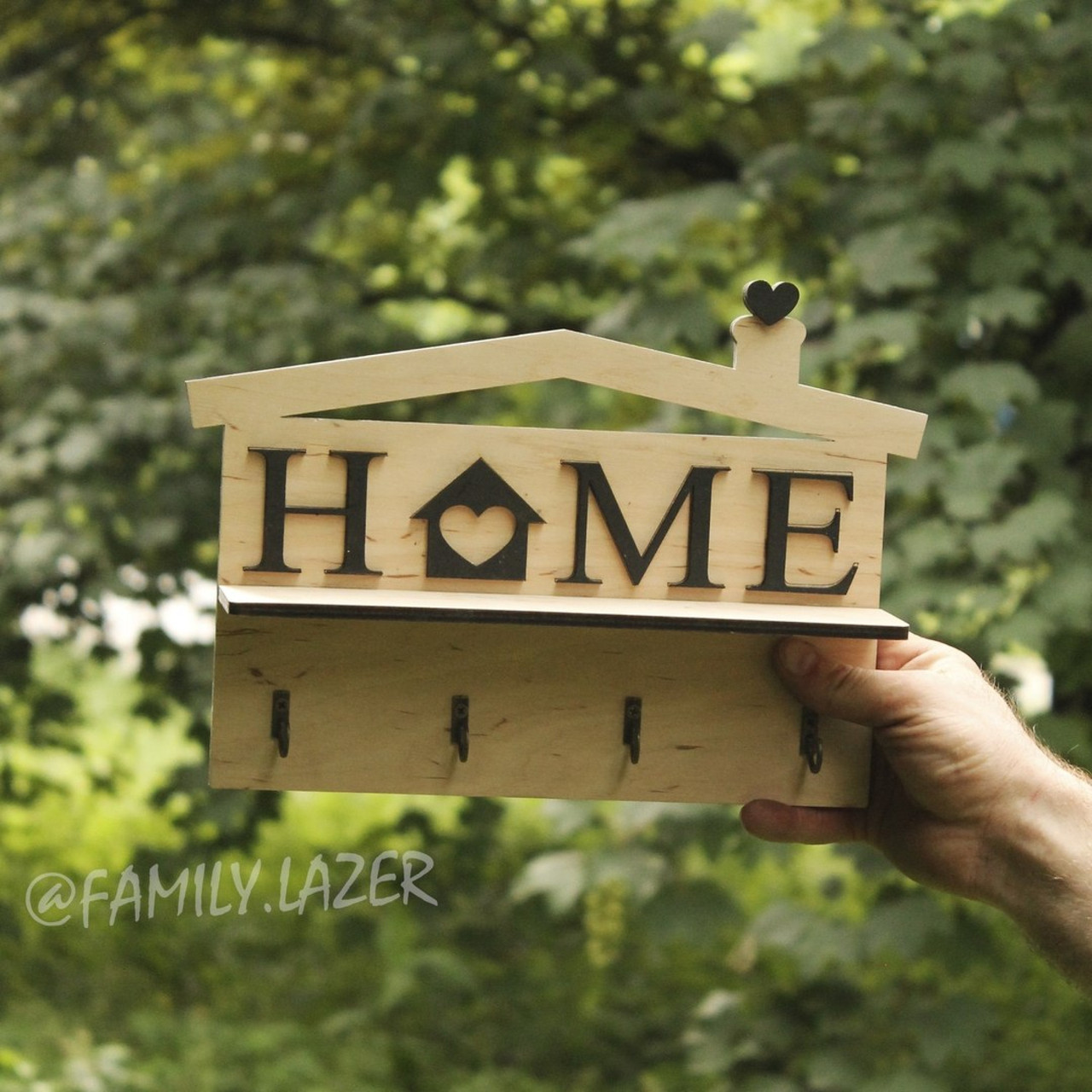 Настінна ключниця з дерева, Ключниця настінна, Ключниця 29, фото 1