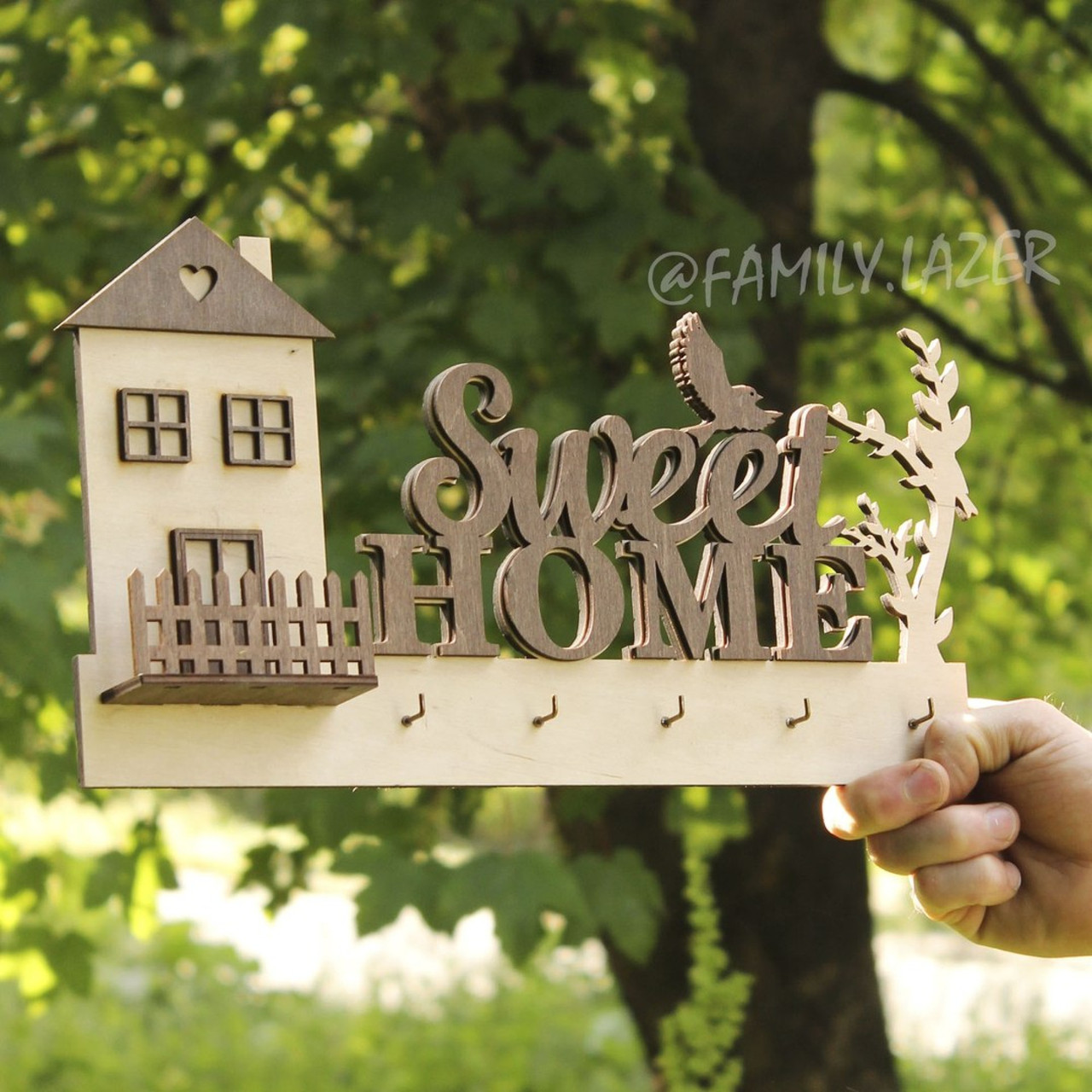 Настінна ключниця з дерева, Ключниця настінна, Ключниця 30, фото 1