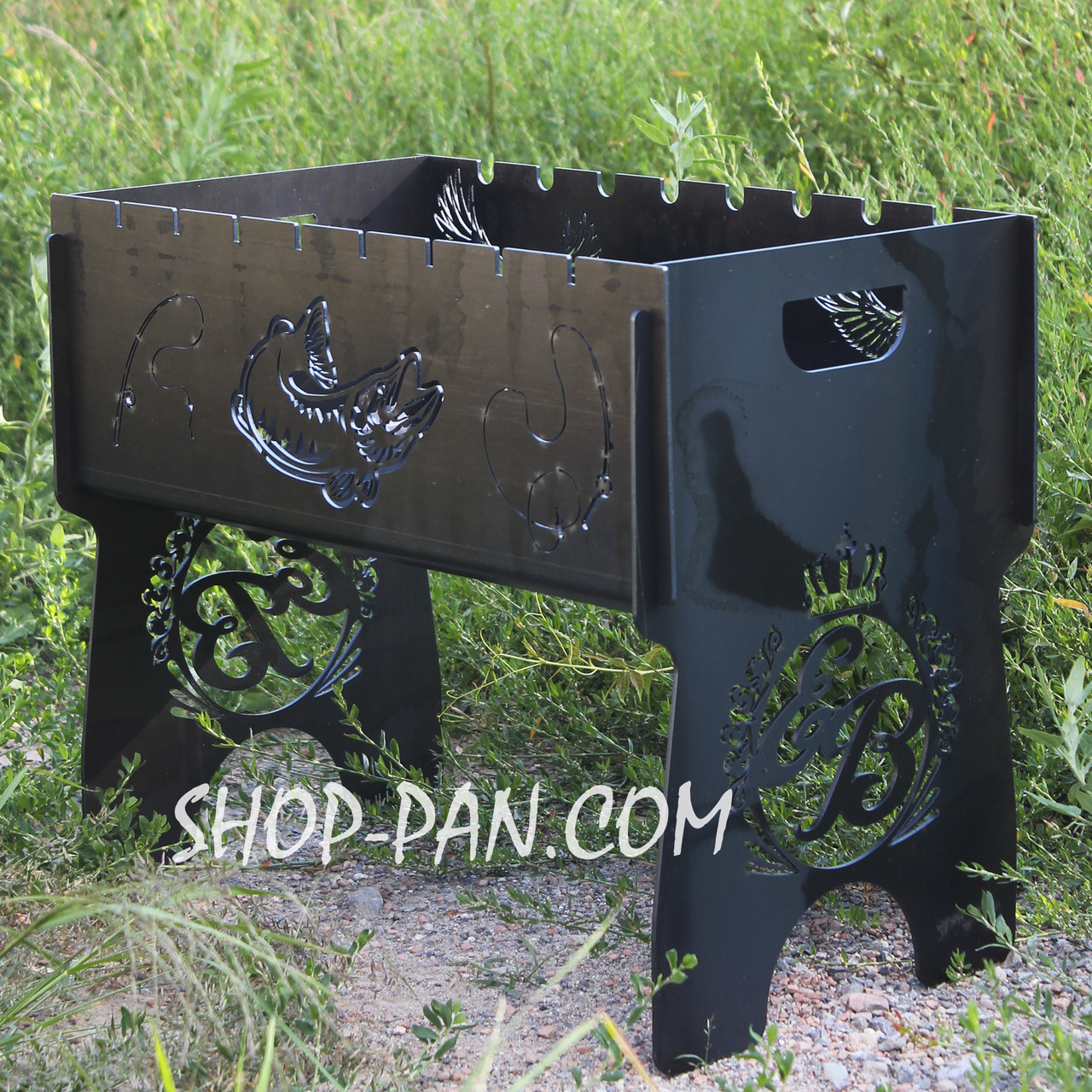 Мангал розбірний на 8 шт з індивідуальним гравіюванням - на подарунок, фото 1