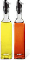 Набір 2 скляні пляшки Fissman Clear для олії й оцту 2х500 мл, кришка з дозатором