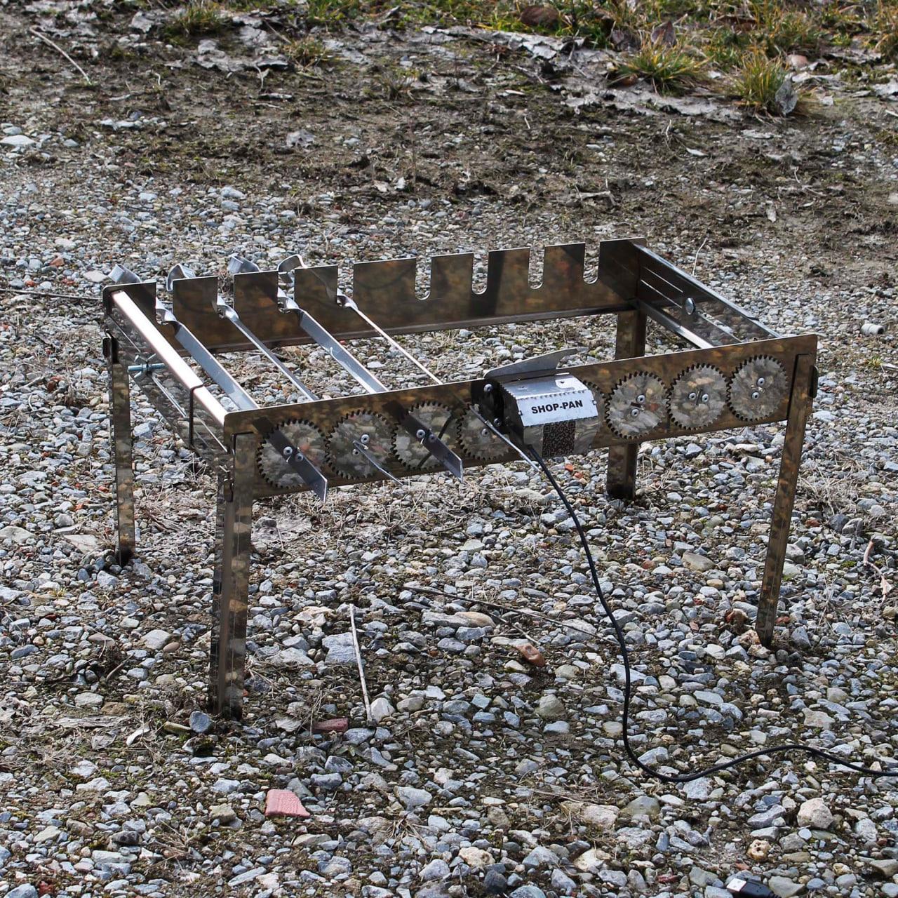 Автоматична шашличниця з неіржавкої сталі на ніжках SHOP-PAN на 8 шампурів, фото 1