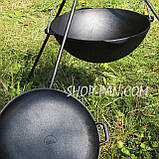 Казан татарський чавунний 12 л із кришкою-сковородою та триногою, фото 3