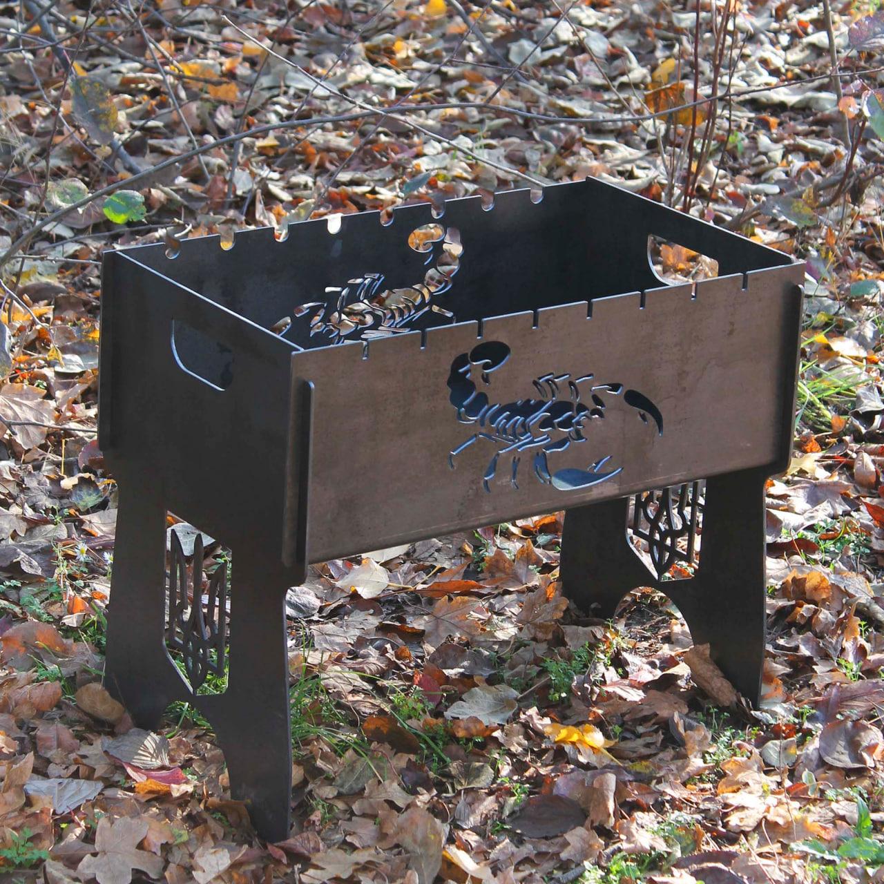 Мангал розбірний на 8 шампурів з індивідуальним гравіюванням - скорпіон, фото 1