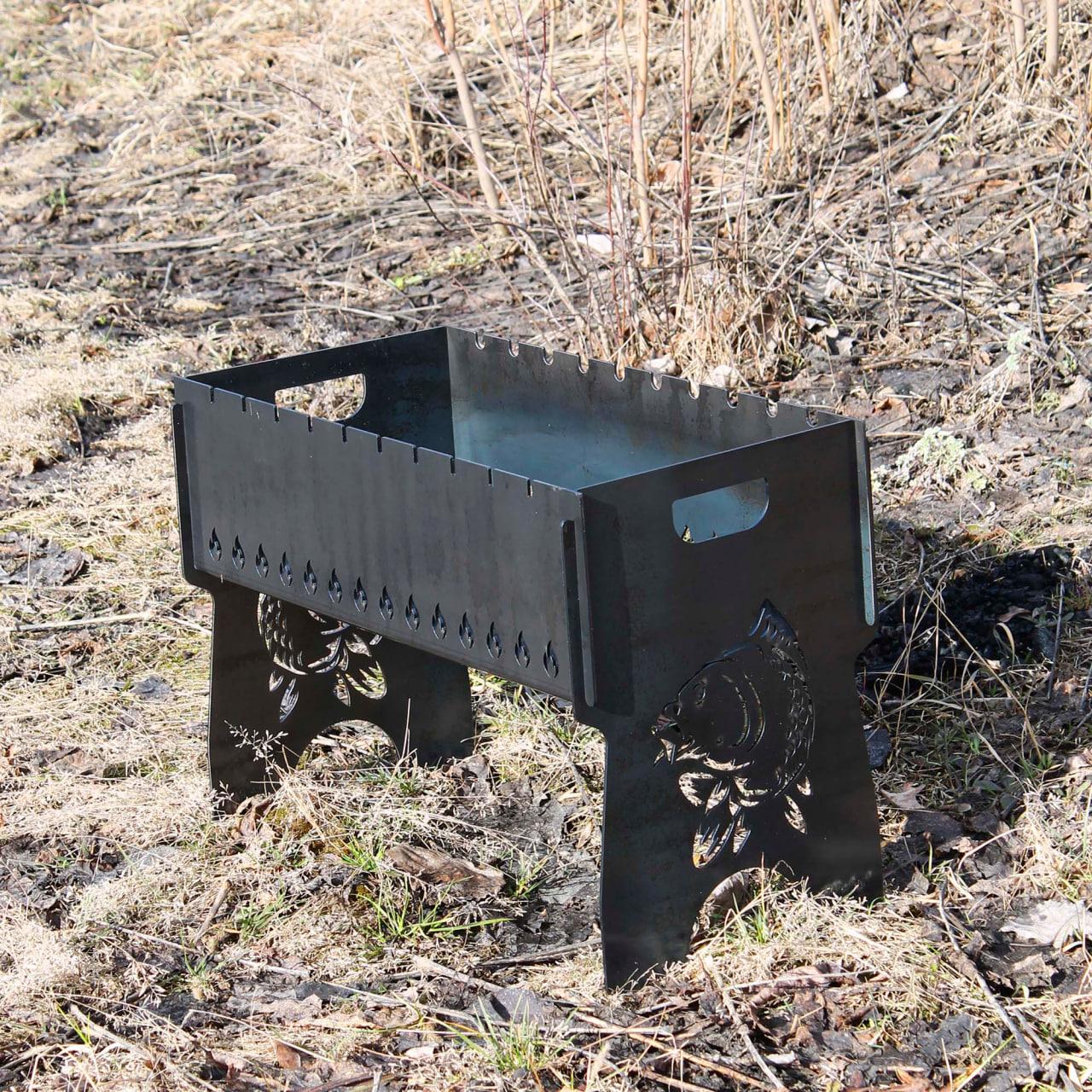 Мангал на 8 шт розбірний з індивідуальним гравіюванням - Рибка, фото 1