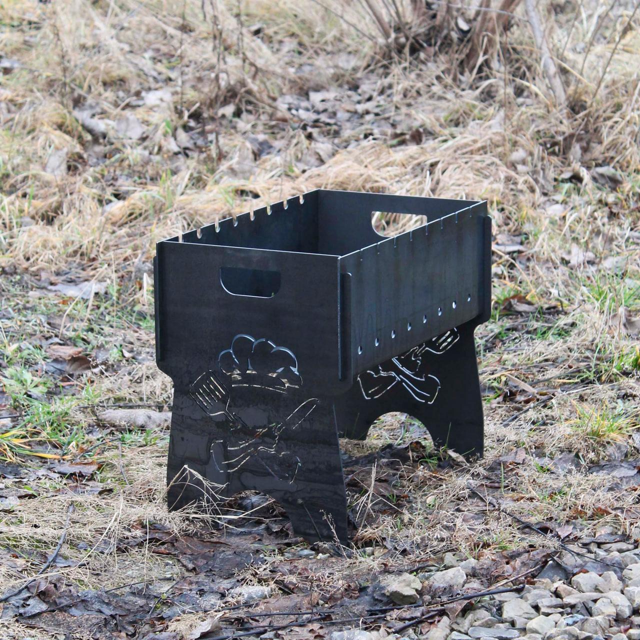 Мангал на 8 шт SHOP-PAN розбірний з індивідуальним гравіюванням - Шеф Повар, фото 1