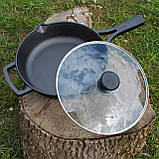 Сковорода чавунна 26 см зі скляною кришкою, фото 3