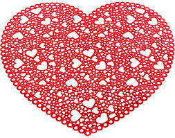 Набір 6 сервірувальних килимків Margrese Серце 38 см (підтарильники), червоний