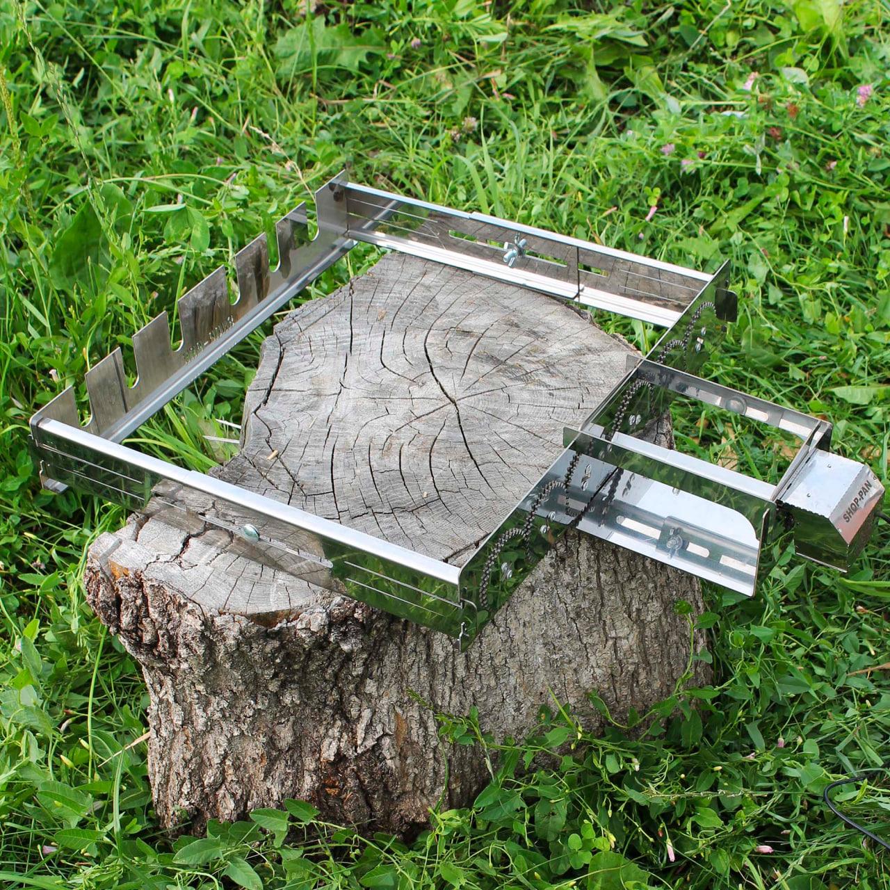 Автоматична шашличниця Туристична з нержавійки з карданом на 8 шт, фото 1