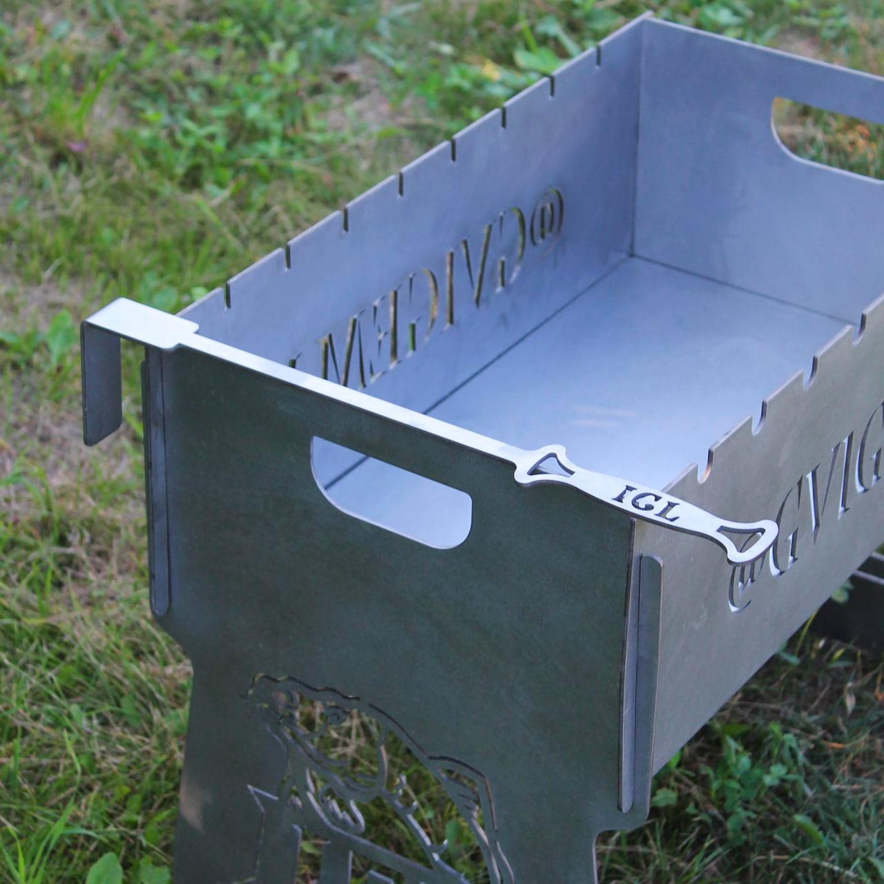 Кочерга з нержавійки 3 мм для сковороди і мангала з гравіюванням, фото 1