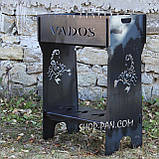 Мангал розбірний високий на 10 шампурів із підставкою для дров та індивідуальним гравіюванням, фото 4