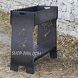 Мангал розбірний високий на 16 шампурів із підставкою для дров та індивідуальним гравіюванням, фото 3