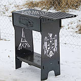 Мангал розбірний високий на 16 шампурів із підставкою для дров та індивідуальним гравіюванням, фото 4