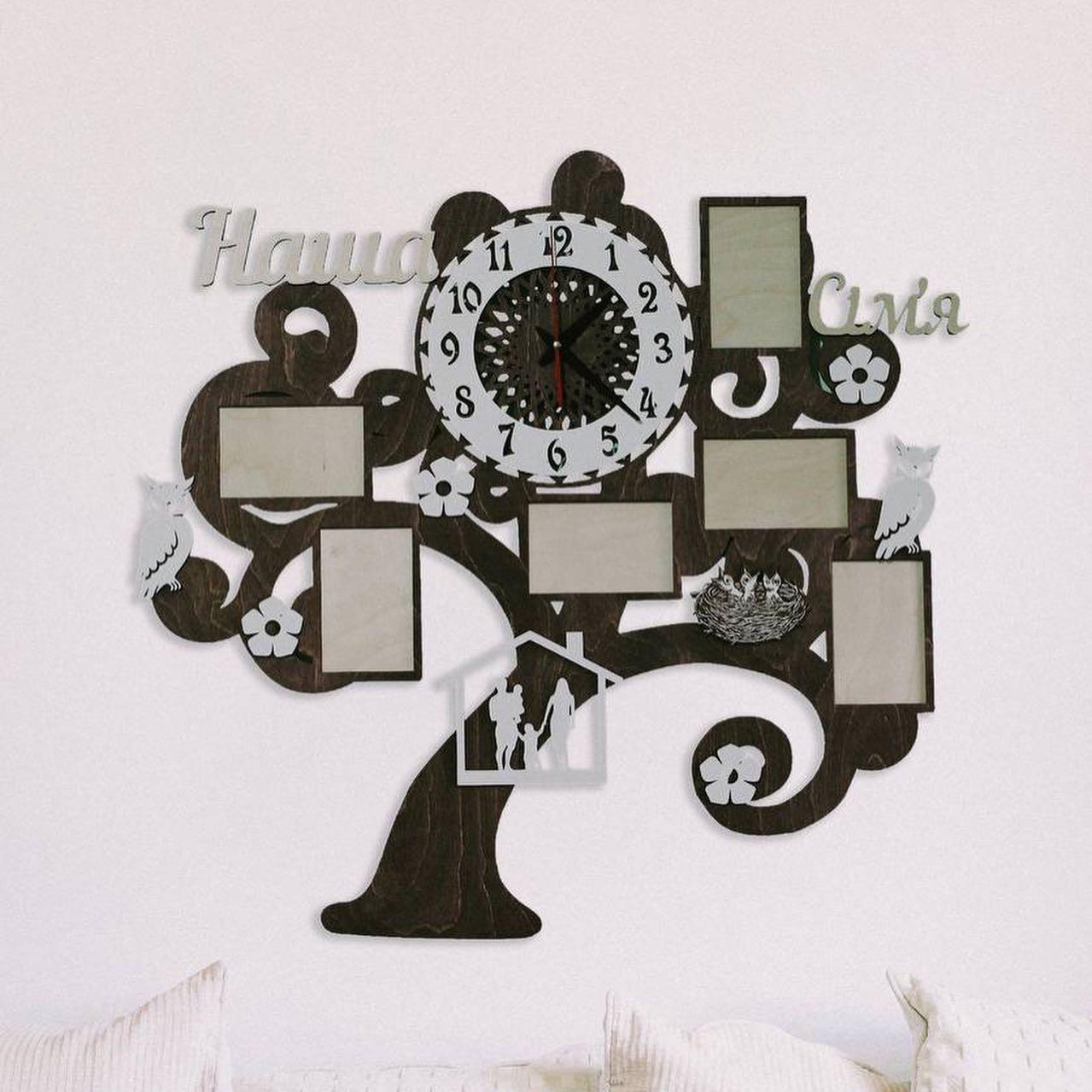 Родинне дерево годинник з рамками, фото 1