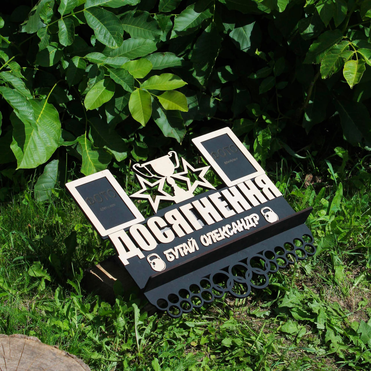 Медальниця з дерева, Медальниця на стіну, Дерев'яна медальниця, Медальниця 09/3, фото 1