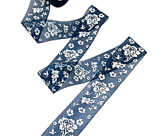 Органза (стрічка) 4 см "Півонія", метр, Синій